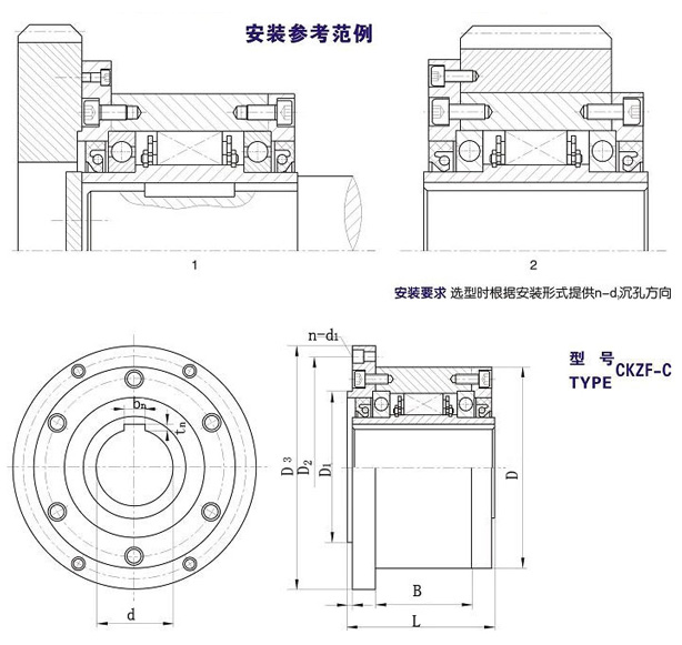 CKZF-C楔塊式超越離合器型號(hào)